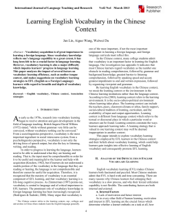 Learning English Vocabulary in the Chinese Context