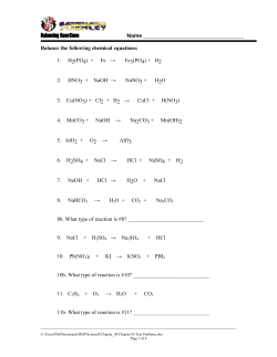 Balancing Equations Problems w