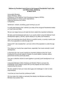 the address by President Jacob Zuma Presidential Youth