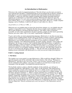 An Introduction to Mathematica