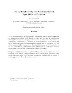 On Hydrophobicity and Conformational Specificity in Proteins