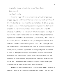 The Female Orphan Archetype in Anne of Green
