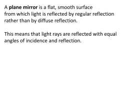 A plane mirror is a flat, smooth surface from which light is reflected