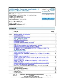 Guidelines for the manual handling care of bariatric patients in hospital