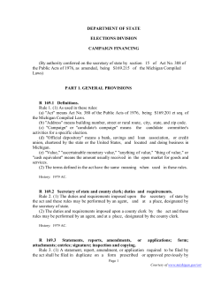 DEPARTMENT OF STATE ELECTIONS DIVISION CAMPAIGN