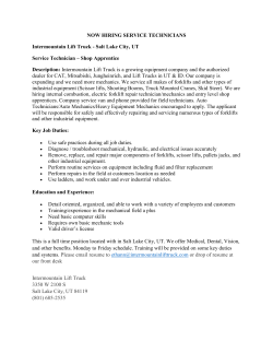 NOW HIRING SERVICE TECHNICIANS Intermountain Lift Truck