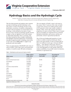 Hydrology Basics and the Hydrologic Cycle