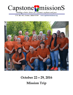 October 2016  - Capstone Missions