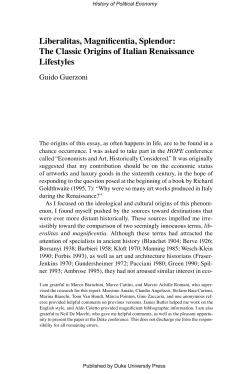 The Classic Origins of Italian Renaissance Lifestyles