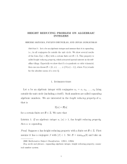 HEIGHT REDUCING PROBLEM ON ALGEBRAIC - math