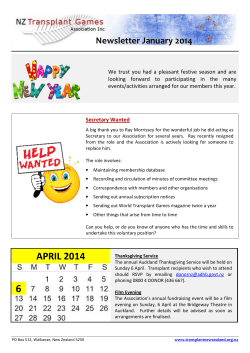 January 2014 - New Zealand Transplant Games Association