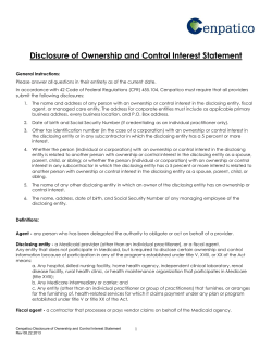 Disclosure of Ownership and Control Interest Statement