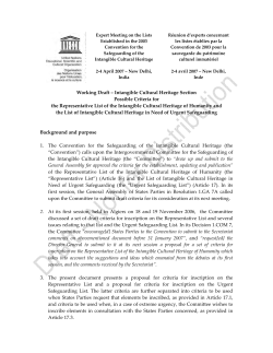 Criteria for inscription on the Representative List of the Intangible