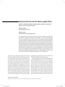 Backward Recall and the Word Length Effect