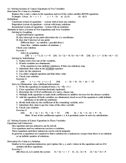4.1 Solving Systems of Linear Equations in Two Variables