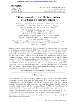 Titan`s exosphere and its interaction with Saturn`s magnetosphere
