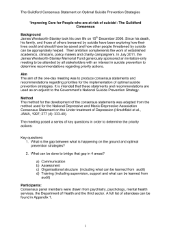 The Guildford Consensus Statement on Optimal Suicide Prevention