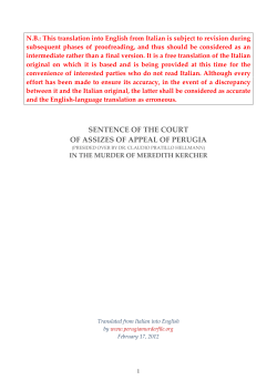 SENTENCE OF THE COURT OF ASSIZES OF APPEAL OF PERUGIA