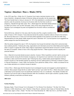 Topics / Abortion / Roe v. Wade (1973)