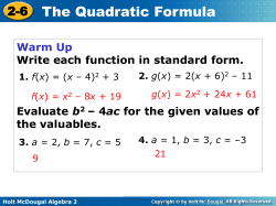 2-6 The Quadratic Formula