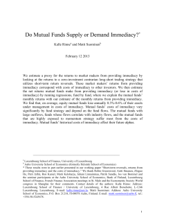 Do Mutual Funds Supply or Demand Immediacy? - cfr