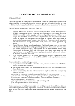 SALJ HOUSE STYLE: EDITORS` GUIDE