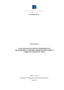 ANALYSIS OF EXPATRIATE PERFORMANCE MEASUREMENT