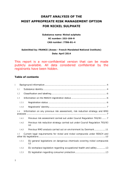 DRAFT ANALYSIS OF THE MOST APPROPRIATE RISK