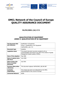 Qualification of Equipment Annex 2: Qualification of GC