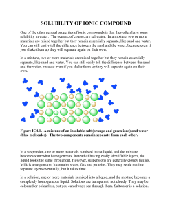 SOLUBILITY OF IONIC COMPOUND