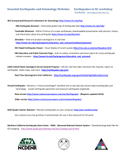 Essential Earthquake and Seismology Websites Earthquakes in NC