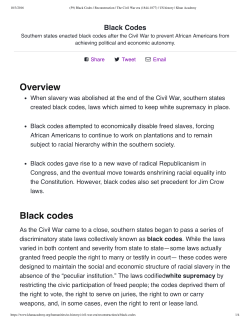Overview Black codes