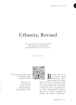 To Imagine the Future we must Rethink the Meaning of a City