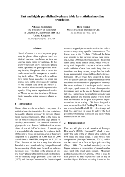 Fast and highly parallelizable phrase table for statistical machine