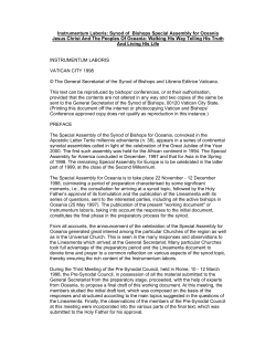 Instrumentum Laboris: Synod of Bishops Special Assembly for