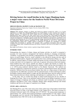 Driving factors for runoff decline in the Upper Hanjiang basin, a