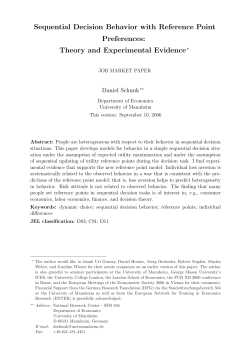 Sequential Decision Behavior with Reference Point Preferences