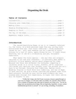 I think the first thing to remember about orals is that you sho