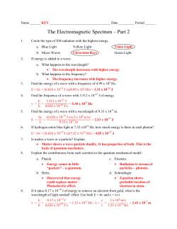 The Electromagnetic Spectrum &ndash; Part 2 KEY
