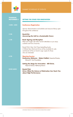 summIT sCHEduLE oF EvEnTs