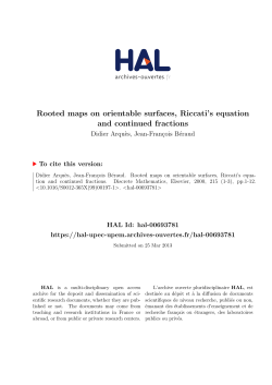 Rooted maps on orientable surfaces, Riccati`s equation and