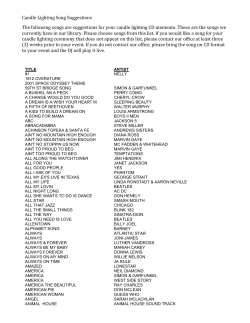 Candle Lighting Song Suggestions The following songs are