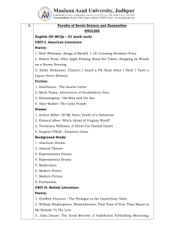 1. Faculty of Social Science and Humanities ENGLISH English