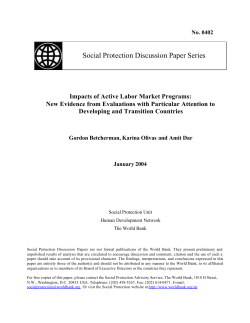 Impacts of Active Labor Market Programs