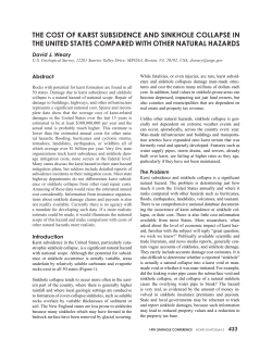 The Cost of Karst Subsidence and Sinkhole Collapse in the United