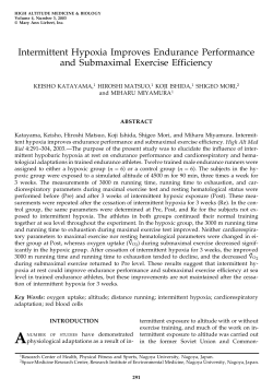 Intermittent Hypoxia Improves Endurance