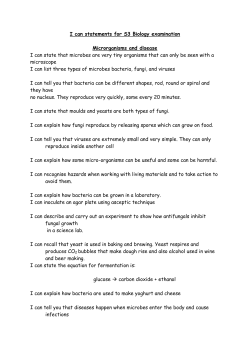 I can statements for S3 Biology examination Microrganisms and