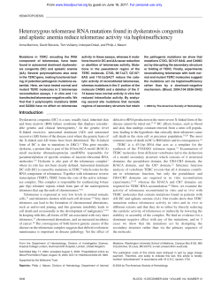 Heterozygous telomerase RNA mutations found in dyskeratosis