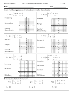 Honors Algebra 2 Unit 7 &ndash; Graphing Piecewise Functions 7.1