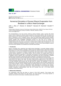 Numerical Simulation of Excess Ethanol Evaporation from